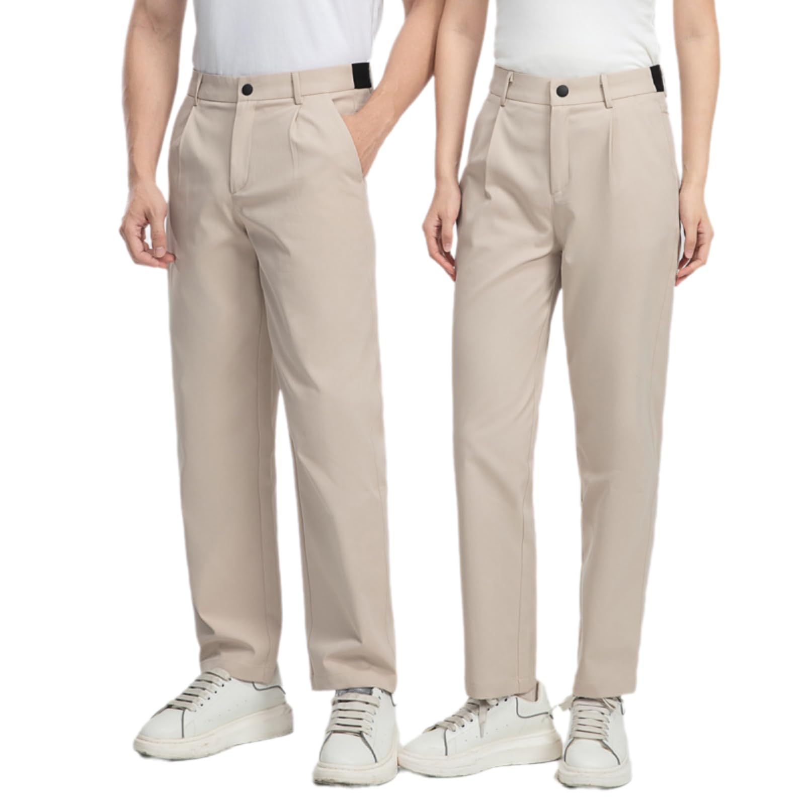 Leeonway Chefs Trousers with Pockets,Stretchy Service Cook Chefes Pants,Men's Cool Vent Baggy Chefs Pants,Unisex Chefes Trousers Professional Chefss Uniform,with Pockets Beige
