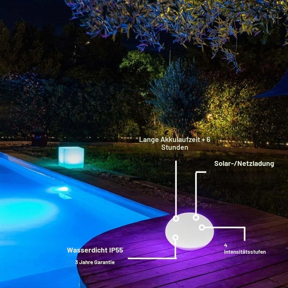 GuirLED LED-Solar-Kiesel, wasserdicht, RGB+W, 40 cm, 100 % autonom & ferngesteuert