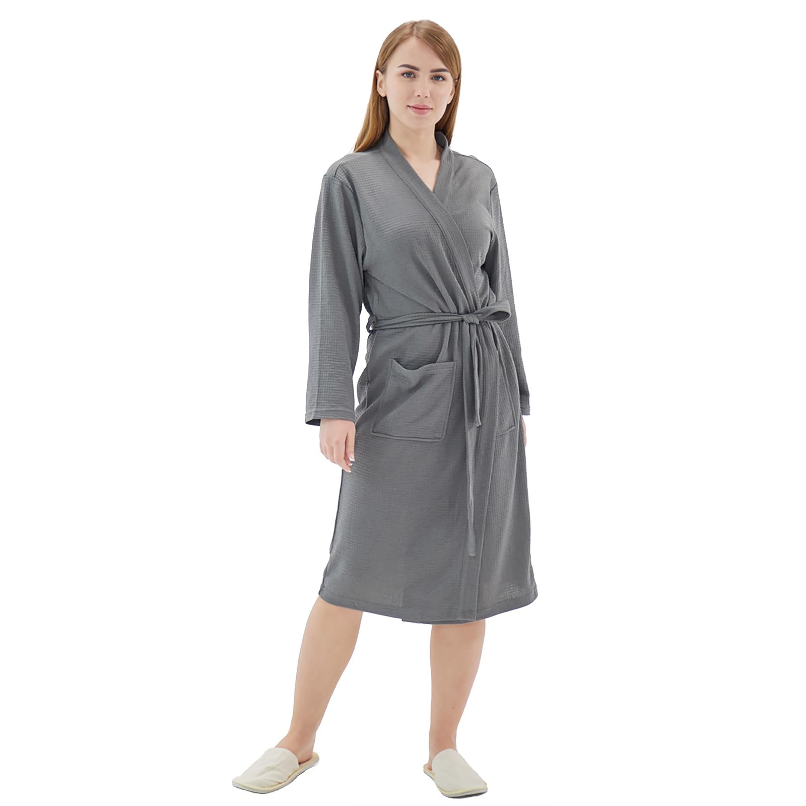 Women Bathrobe Summer cotton Kimono Long Knit Lightweight Soft Knit Sleepwear V-neck Casual Ladies Loungewea robes for women