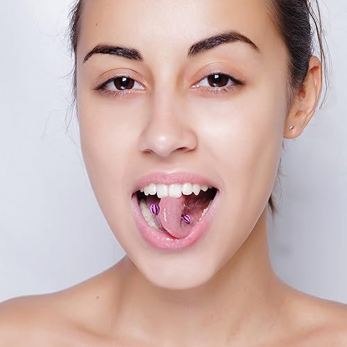 Miniatura 5 de 20 X Barras de Lengua de Acero Quirúrgico y Anillos de Barra de Plástico Anillos de Pezón y Labio Pequeños de Acrílico Joyería de Piercing para