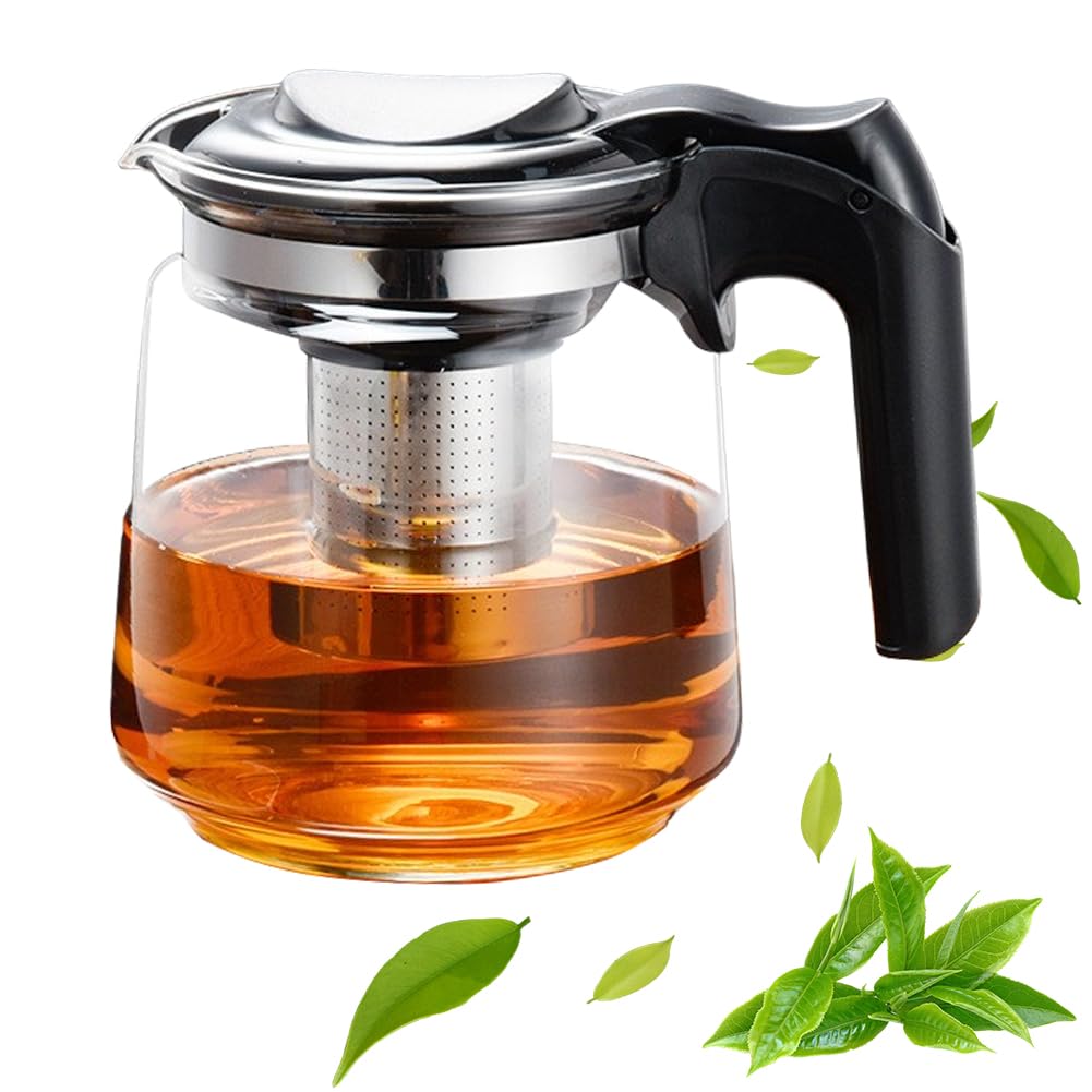 Dzbanek do herbaty ze szkła, dzbanek do herbaty z sitkiem 1,5 L, szklany dzbanek termiczny z pokrywką, sitko z nerwowej stali, dzbanek do herbaty ze szkła borokrzemowego, dzbanek do herbaty