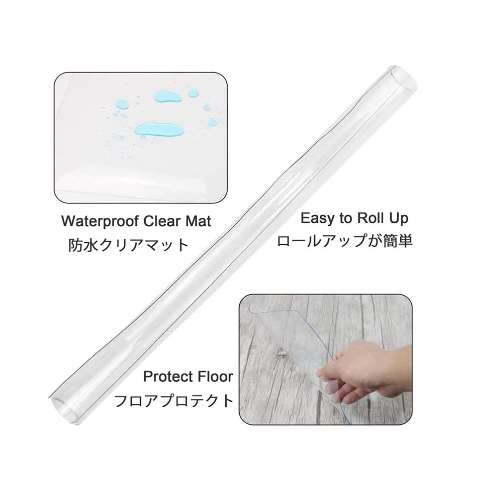 Tappeto Salvapavimento Trasparente - Protezione Parquet e Pavimenti Duri - Tappeto Protettivo Sottosedia 100% PVC in Varie Misure,1mm di Spessore, 75/95/115/135/155cm di Larghezza (Color : 1mm