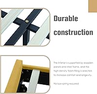 Vista 5 de Base de cama plataforma, tapizada, con cabecero y estribo, soporte con listones de madera, no requiere somier, fácil montaje