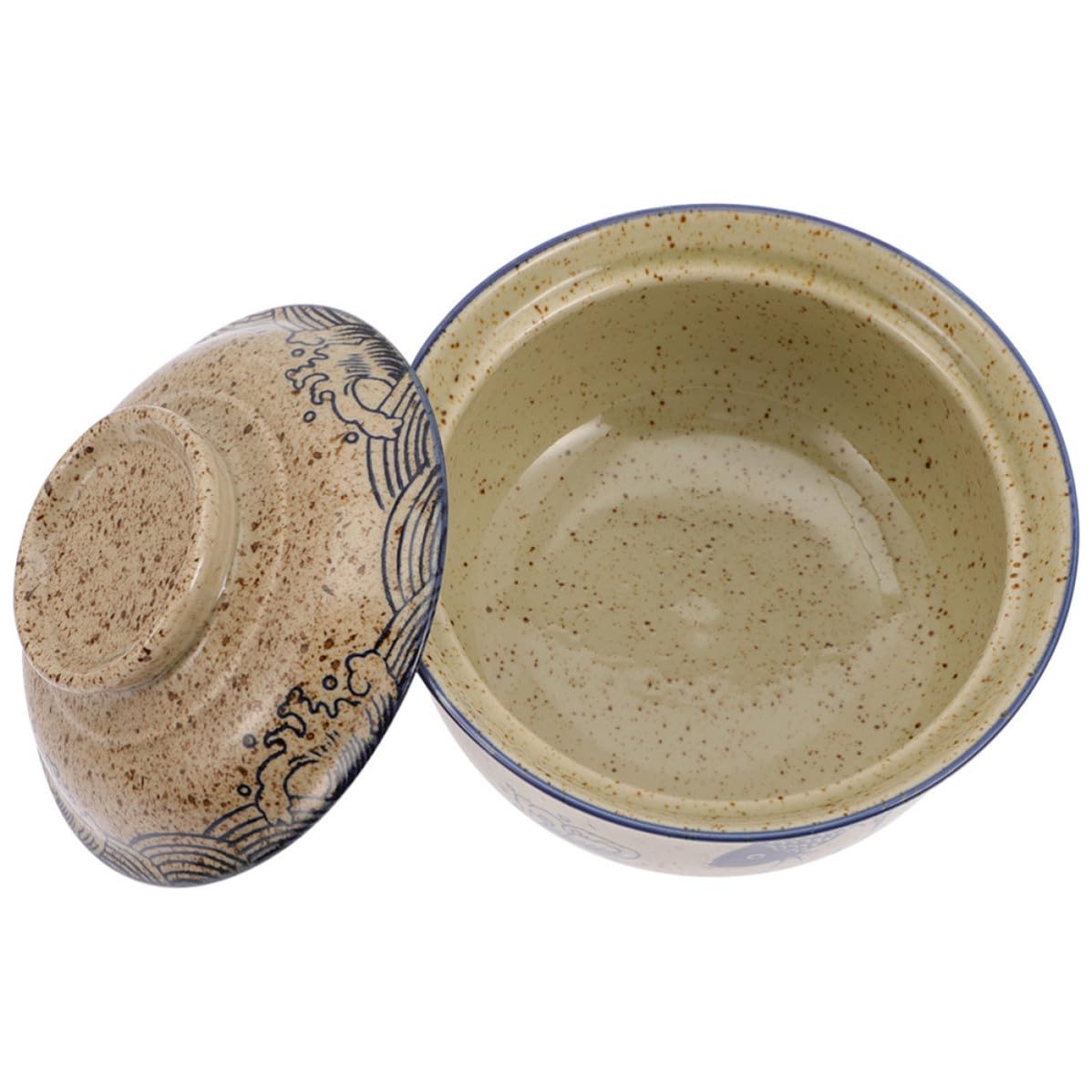POPETPOP Tazón de Ramen Japonés Fácil de Limpiar de Cerámica con Tapa, Diseño Simple y Elegante, Resistente a Altas Temperaturas para Servir Fideos y Sopa