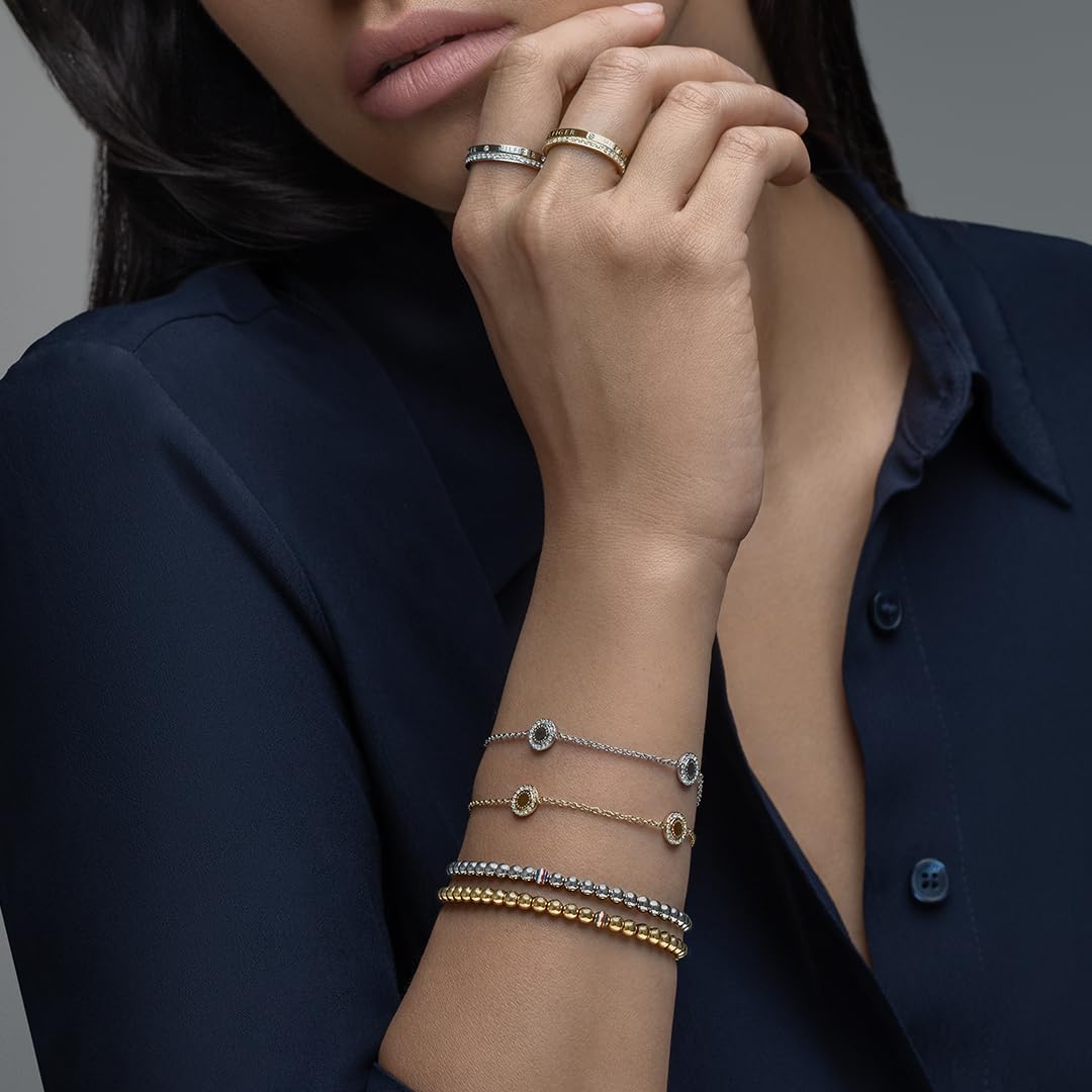 Tommy Hilfiger Jewelry Braccialetto da Donna in Acciaio Inossidabile con Charms Impreziositi da Cristalli - Disponibile in versione Oro, Oro Rosa o Argento