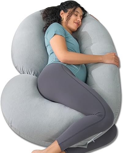 INSEN Almohada refrescante de embarazo, almohada de maternidad con funda suave de Tencel, en forma de C para mujeres embarazadas y dormir de lado