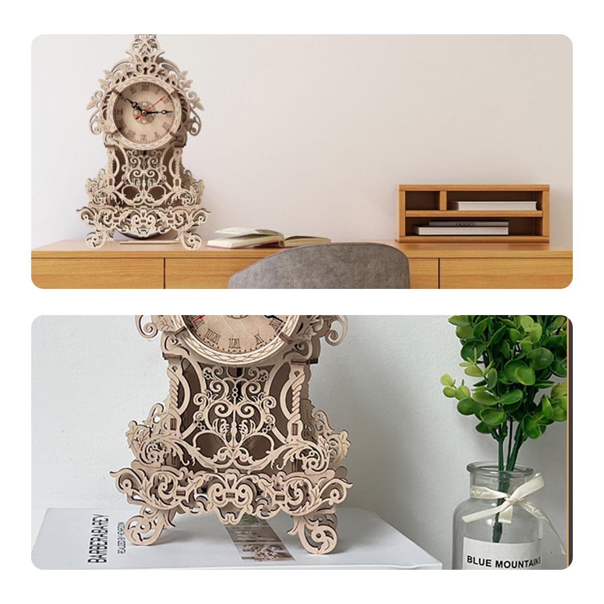 3D drewniany zegar wahadłowy zestaw modeli do składania dla dorosłych do samodzielnego montażu w celu zbudowania drewnianych puzzli 3D DIY zestawy konstrukcyjne Woodcraft kreatywne