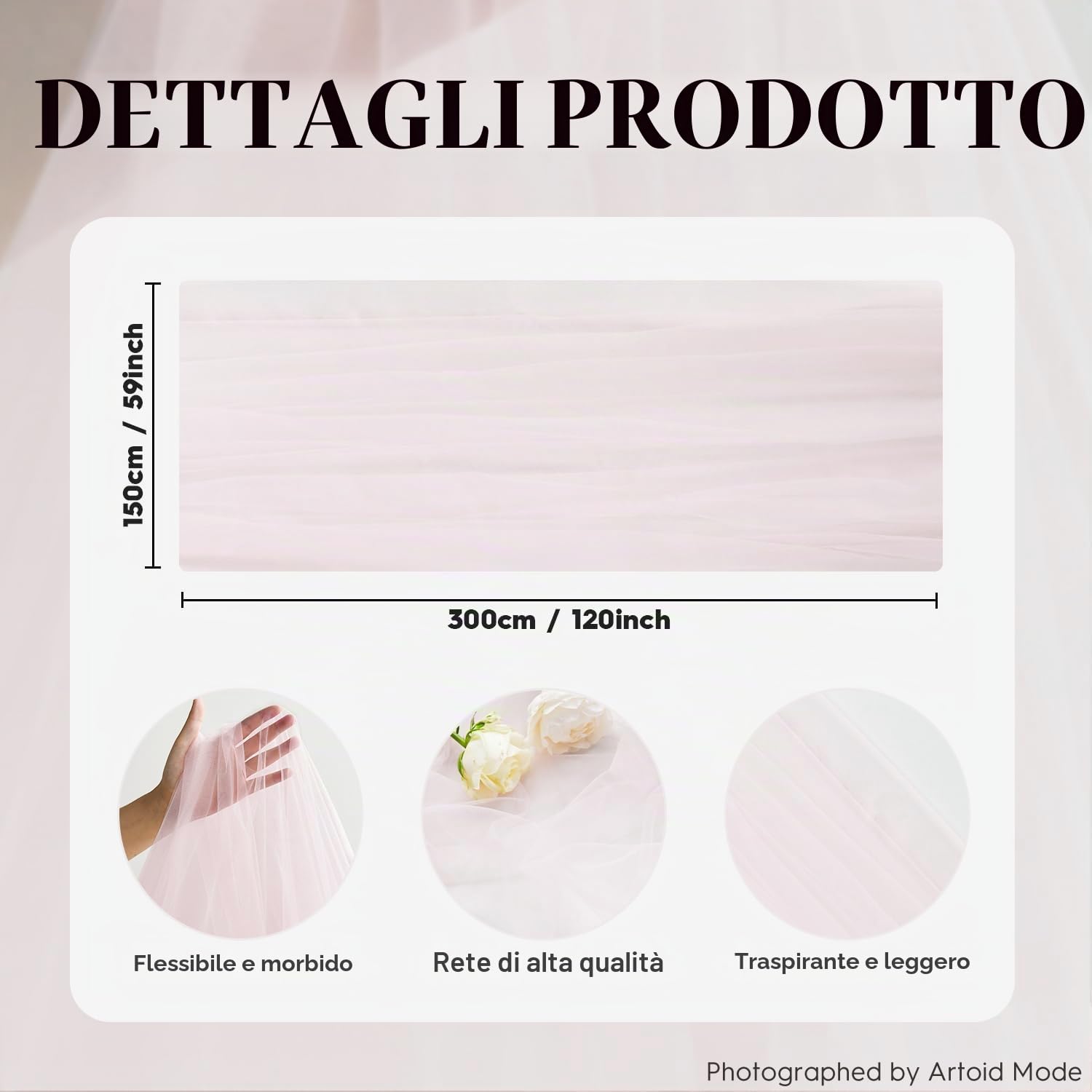 Artoid Mode Runner da tavola in garza rosa cipria, 150 x 300 cm, stile bohémien, per cucina, sala da pranzo, matrimoni, vacanze, compleanni, decorazione per la casa e le feste