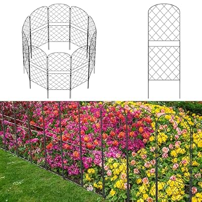 Skcoipsra Decorative Garden Fence 10 Pack, 37.5in(H) x 10.8ft(L) Animal Barrier Fence, Rustproof Metal Fencing for Yard, Dog Rabbits Wire Section Garden Edging Border for Yard Patio Garden, Arched
