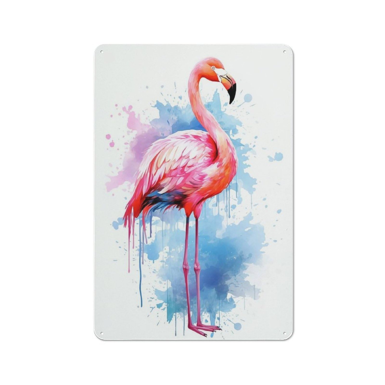 Junmoney Watercolor Flamingo Retro-Style Metal Sign 30X20cm For Garage Or Workshop, A Moving-Home Gift For Collectors Of Tin Signs