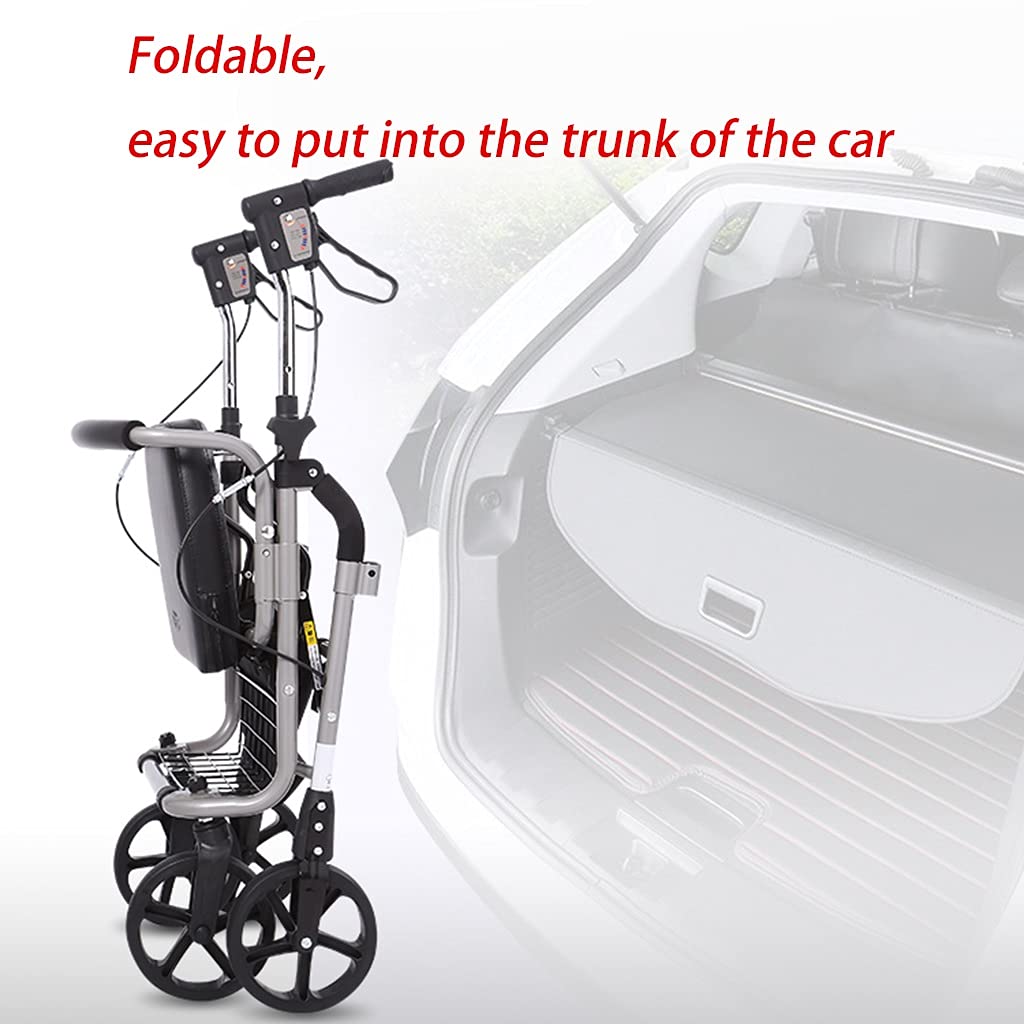 Rollators składany rollator, 4 kółka, chodzik mobilny z regulowanym uchwytem, odpinana torba do przechowywania, lekka pomoc w chodzeniu dla osób starszych