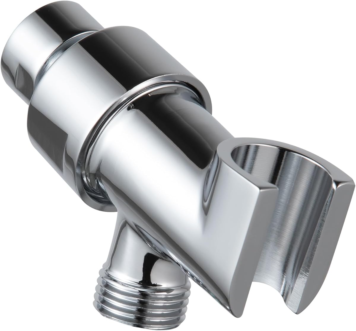 OFFO Shower Head Holder All Metal for Handheld Shower Head, Adjustable Shower Arm Mount with Solid Brass Pivot Ball, 1/2 in IPS Female Inlet and Male Outlet, Chrome