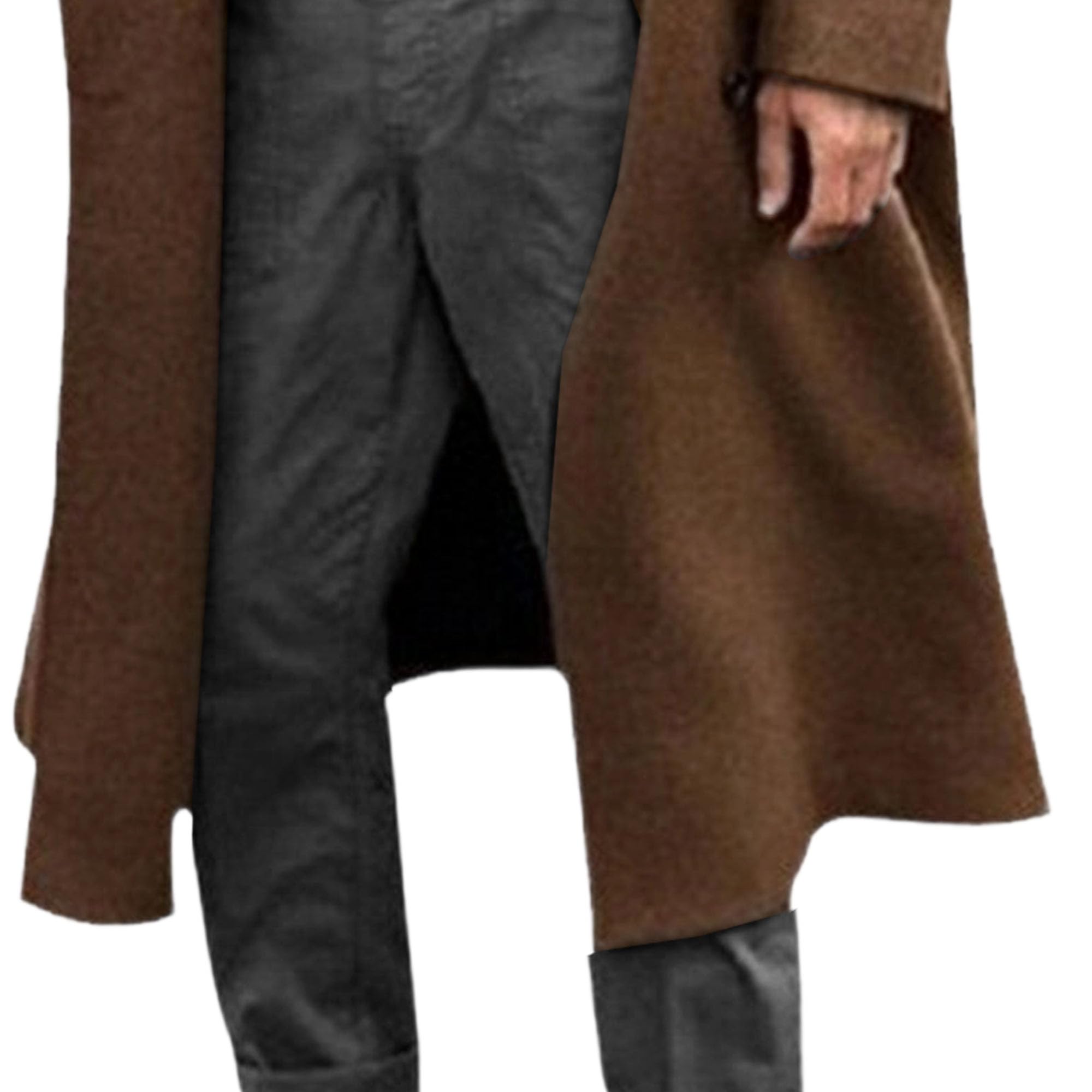 Trench lungo da uomo, monopetto, cappotto invernale da uomo, lunghezza al ginocchio, giacca calda, soprabito vintage con intaglio
