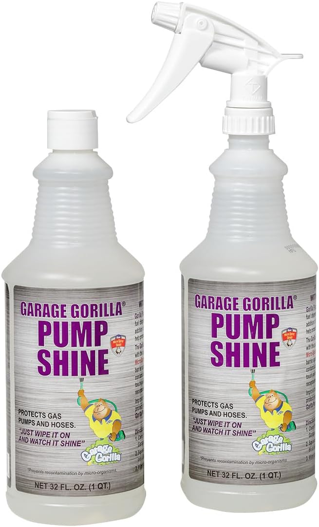 Garage Gorilla Pump Shine | Surface Protectant & Shine Restorer for Gas Pumps | Metal & Composite Surfaces | with Micro-Spray Shield Barrier | 32 oz Bottles (Case of 6)