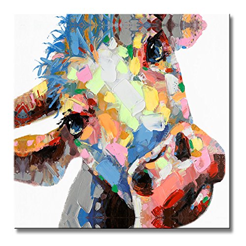 Fly Spray 1 Panel Framed 100 Hand Painted Oil Paintings Canvas Wall Art Colorful Cattle Cow Donkey S Head Modern Abstract Artwork Painting For Living Room Bedroom Office Home Decoration Wantitall