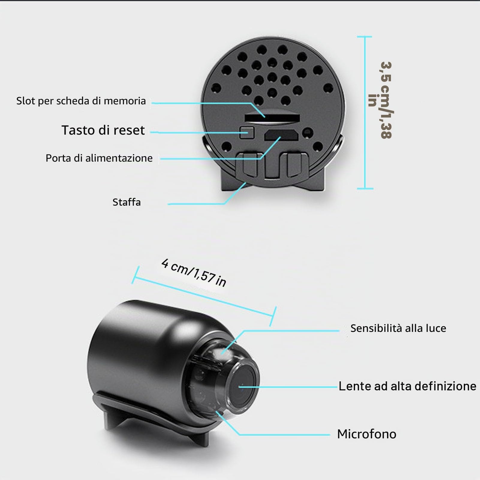 Mini Telecamera Wi-Fi per Visione Notturna Monitoraggio Remoto Telecamera di Sicurezza per Rilevamento Mobile per Interni Domestici