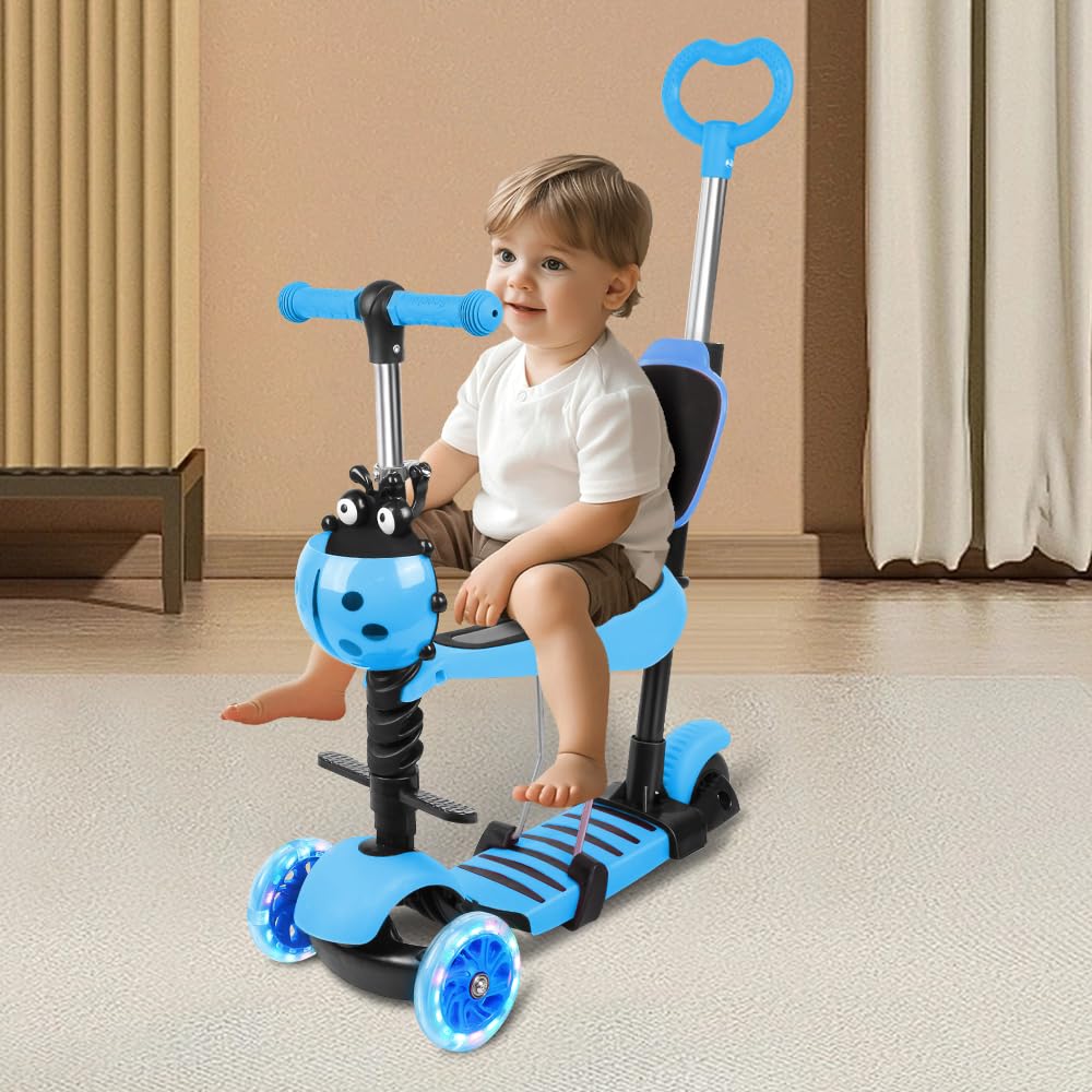 Colorful Foldable 3 Wheel Scooter | Height Adjustable Non-Slip Bridge with LED Luminous Wheel, Outdoor Activities for Boys and Girls