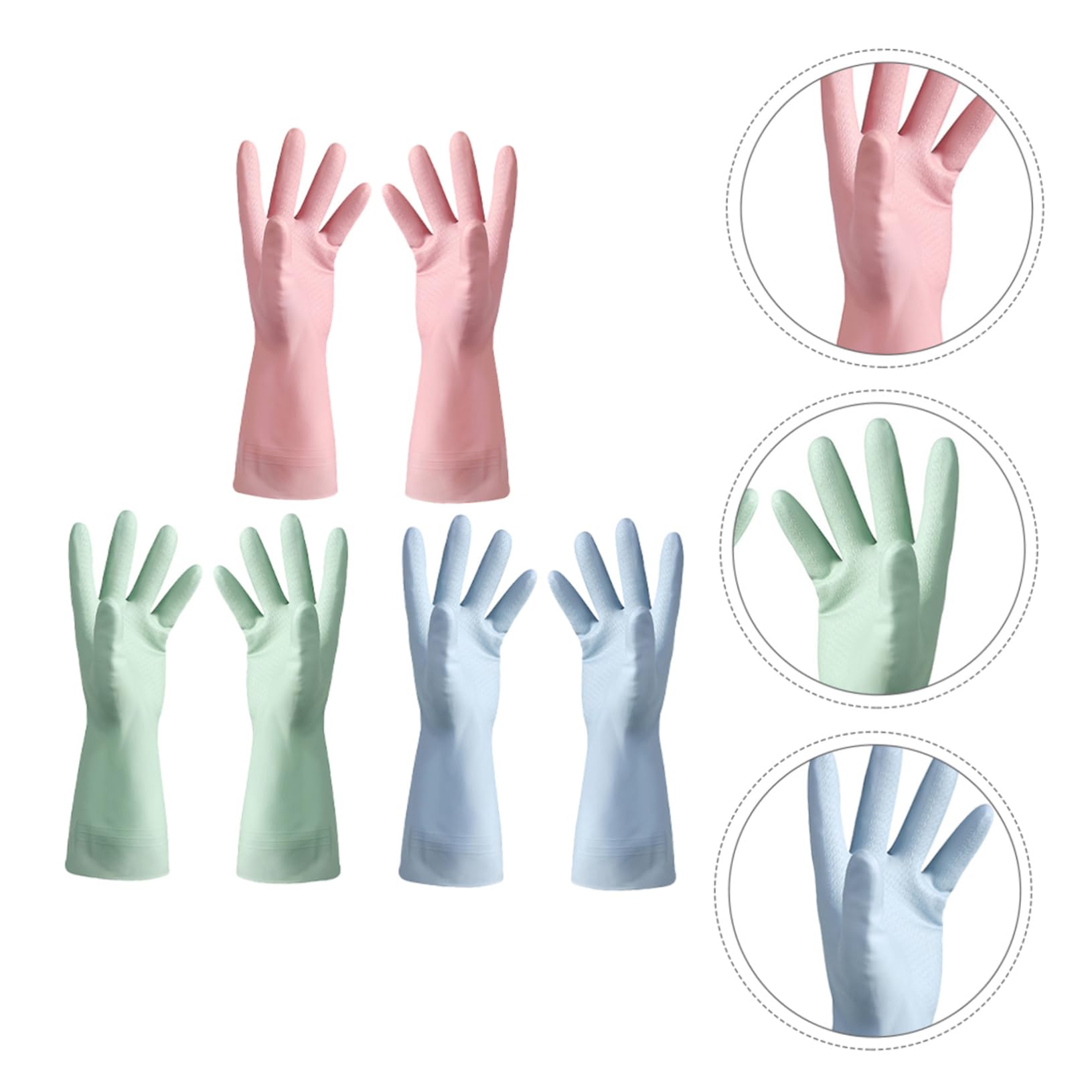 Healeved 6paia Guanti da Cucina Impermeabili Riutilizzabili in PVC per Lavare i Piatti Pulizia della Casa Design Antiscivolo per Presa Sicura