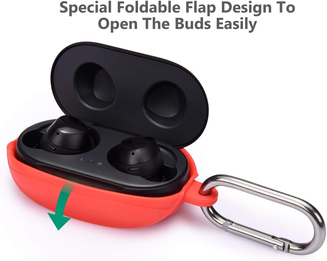 Teyomi Soft Silicone Case for Galaxy Buds+ Plus Case(2020) /Samsung Galaxy Buds Case(2019) with Anti-Lost Keychain, Shockproof, Anti-Dust, Protective Case Cover(Red)