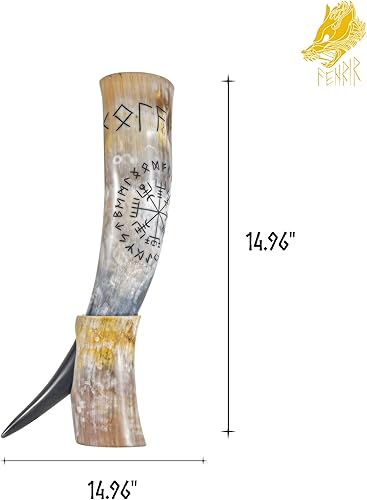 Miniatura 4 de FENRIR Cuerno vikingo de 16 onzas con abridor de soporte para cerveza Ale Mead, regalo para hombres y mujeres, 100% auténtico, hecho a mano, acabado