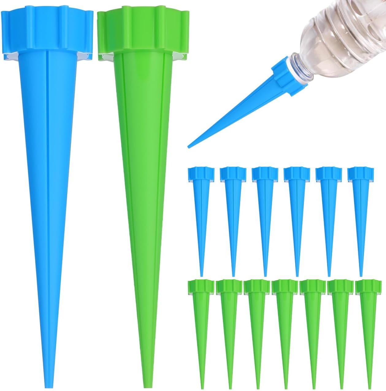 Operitacx Automatic Plant Watering Spikes 16Pcs Plastic Self Watering Drippers for Indoor Outdoor Garden Flower Pots Compatible with 1 Inch Bottle Neck Irrigation System