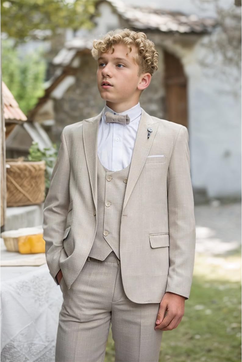 Ragazzi Abito Da Sposa In Lino Ragazzi Suit Outfit 3pcs Bambini Smoking Per Bambini Partito Prom Abiti Bianco Ragazzi Suit Plaid Suit