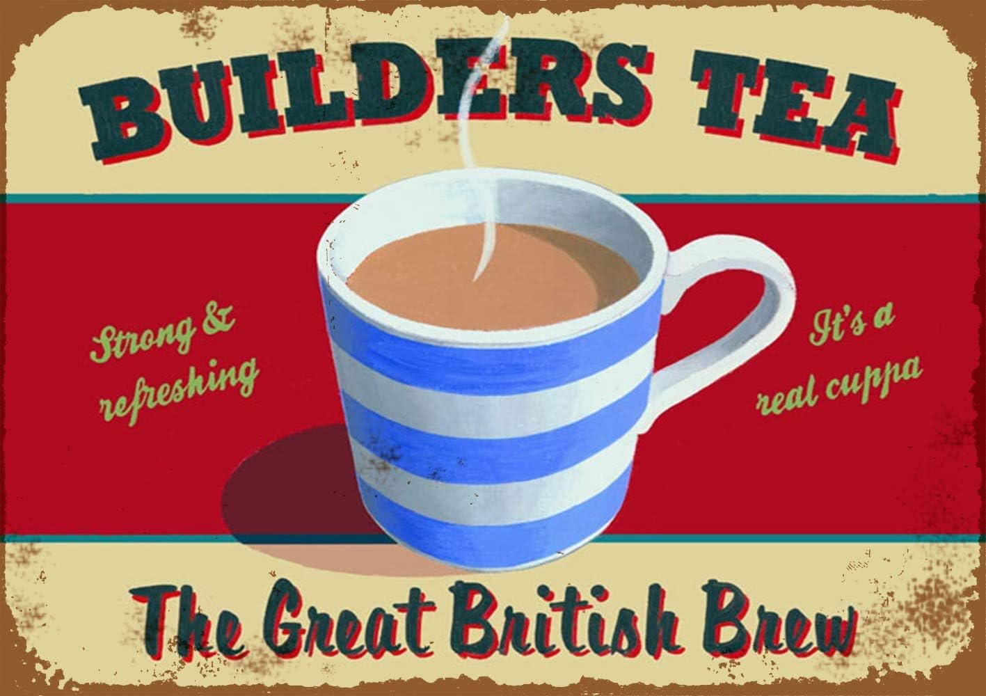 Builders Tea Tin Sign 8x12 inch Tin Sign Home & Kitchen