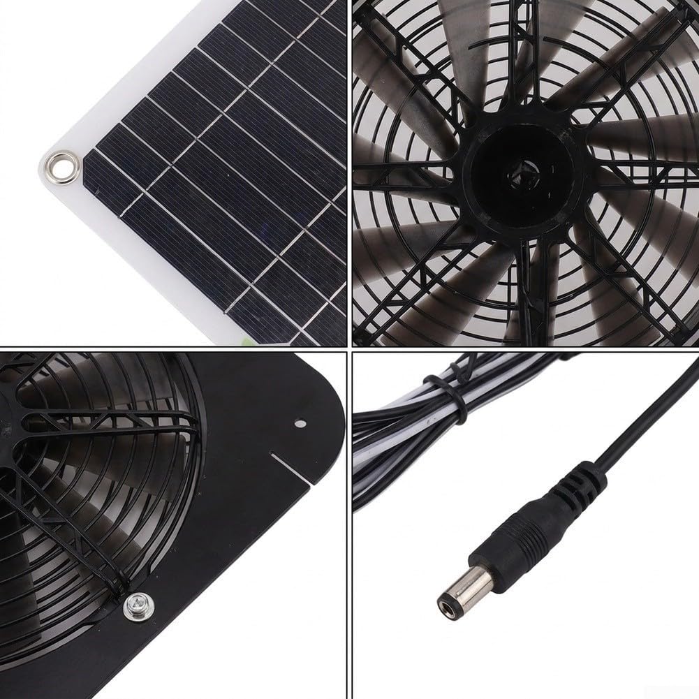 Ventola a pannello solare monocristallino, copertura 200 m² | Pannello da 100 W, 3000 giri/min, ventilazione ideale, pollaio, durevole
