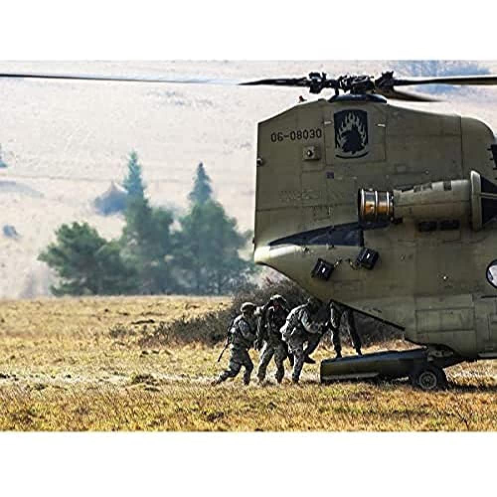 Military USA Army Soldiers CH-47 Chinook Helicopter Photo Art Print Canvas Premium Wall Decor Poster Mural