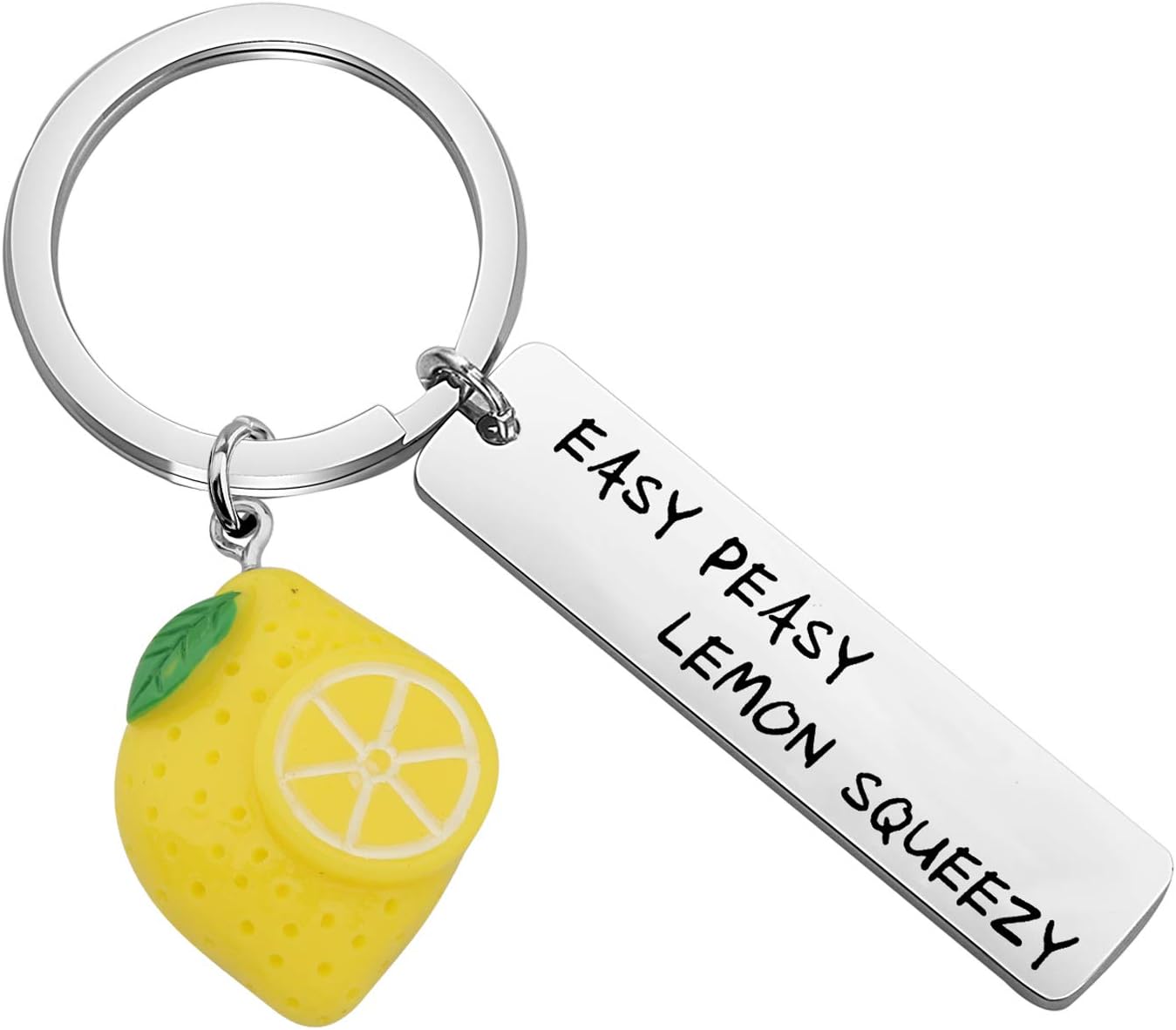 CHOORO Lemon Gift Lemon Charm Jewelry Easy Peasy Lemon Squeezy Keychain Lemon Pun Gift Best Friend Gift