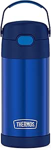 THERMOS FUNTAINER 12 Ounce Stainless Steel Vacuum Insulated Kids Straw Bottle, Blue