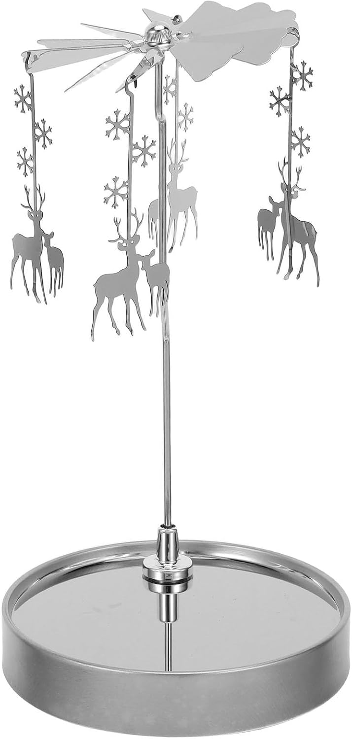 Rotary Candle Holder with Integrated Tray Stainless Steel Xmas