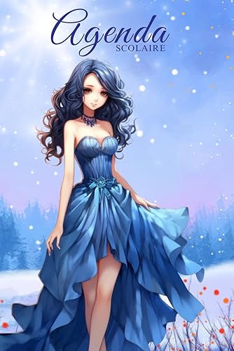 Agenda 2023 2024 Scolaire: Collège Ado Fille, 6ème, 5ème 4ème | Thème Princesse Manga Bleu Marine et Pastel | Primaire CM2 CM1 CE2, simple à utiliser