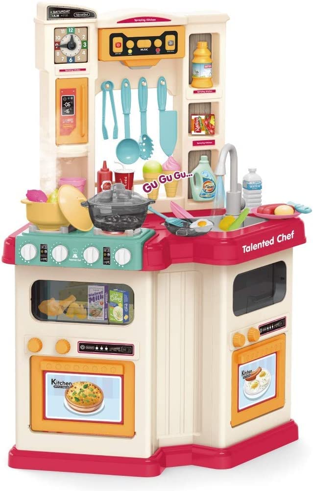 Toy Land Multifunction 67 Pcs Role Play Kitchen Play Set for Kids with Light and Sound, Kids Cooking Play Set with Various Kitchen Accessories, Kids Kitchen Set for Girls Ages 3 4 5 6 Years.