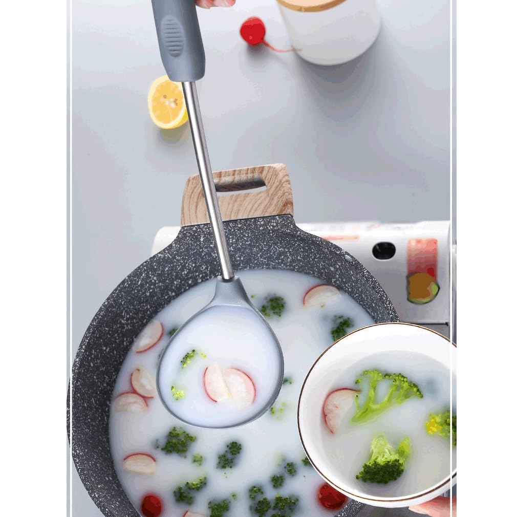 Espátula con cabeza de silicona, cuchara for sopa, utensilios de cocina for el hogar, pala for freír, colador, accesorios de cocina