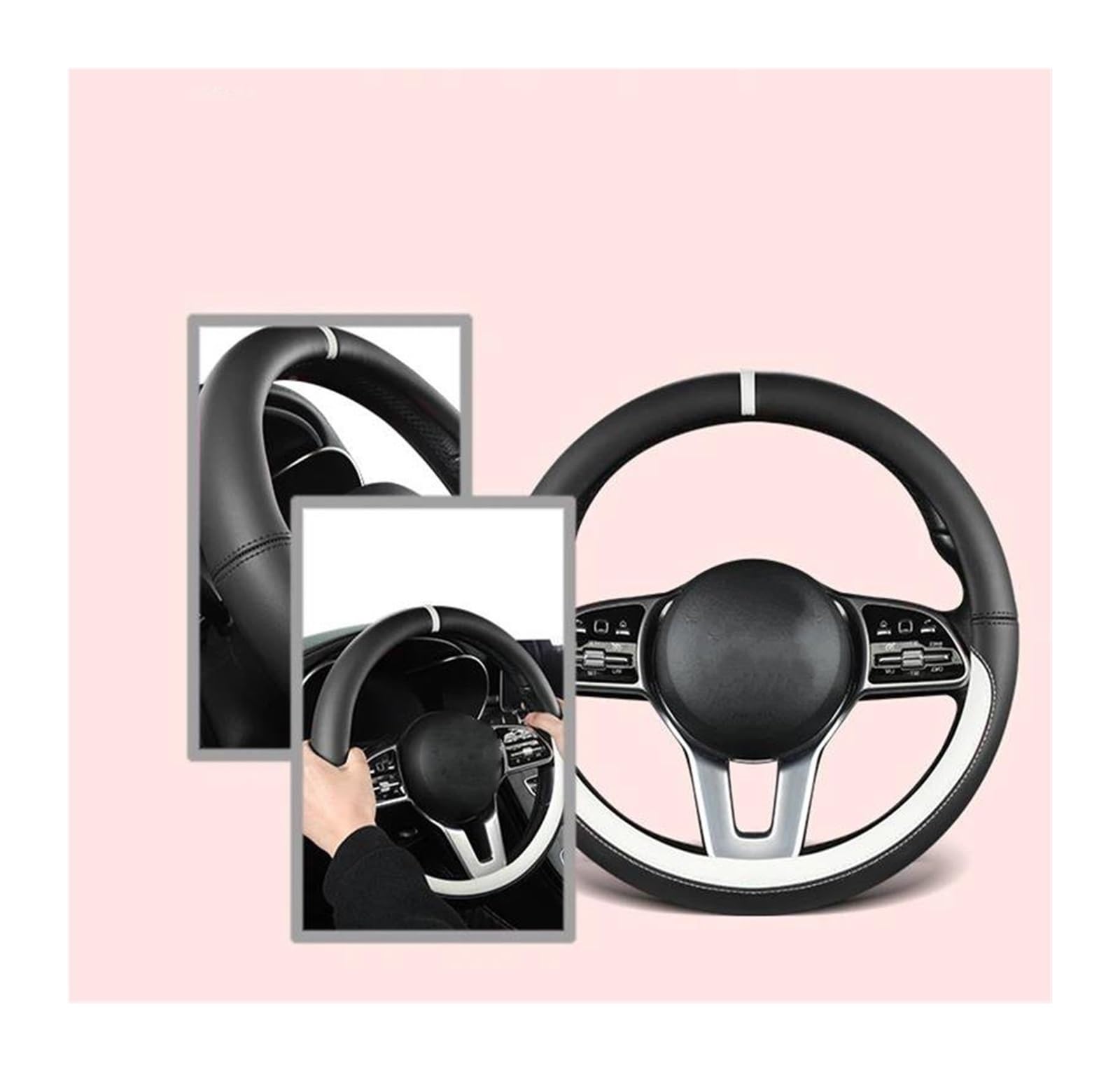 Lenkradabdeckung PU Leder D Form Auto Lenkrad Abdeckung Für Nissan Für Rogue/Für X-Trail/Für Kicks/für Rogue Sport Lenkrad Bezug Auto(Black)