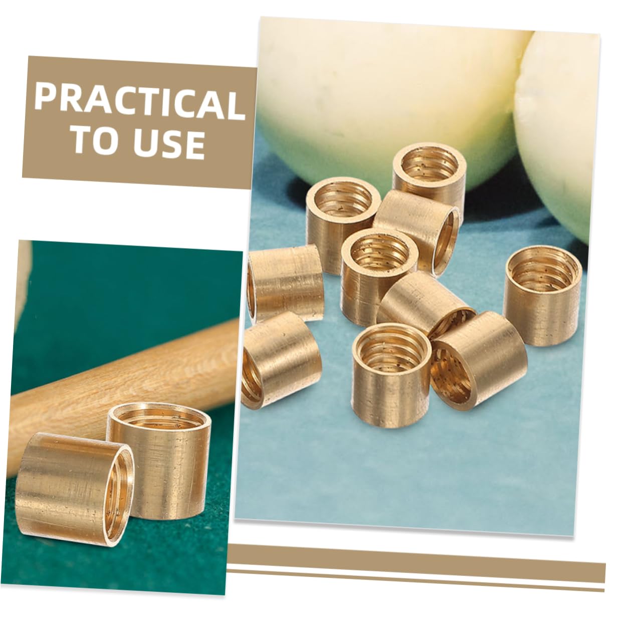 POPETPOP 10Pcs Billiard Replacement Ferrules Durable Brass Snooker Pool Repair Kit Lightweight and Portable Billiards Accessory for Enhanced Gameplay and Easy Use