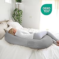 Vista 5 de Almohadas de embarazo para dormir, almohada de maternidad en forma de E para mujeres embarazadas con almohada de cuña ajustable, almohada de espuma