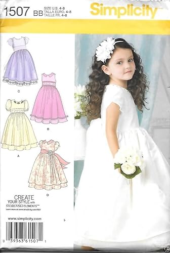 Miniatura 3 de Simplicity 1507 - Vestido formal para niña pequeña, patrón de costura, tallas 4-8