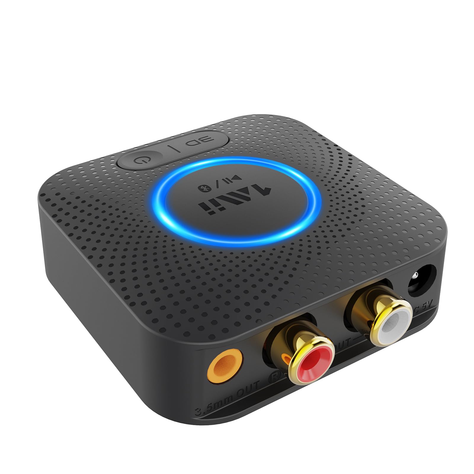 1MiiBluetooth 5.0 Receiver for Home Stereo, HiFi Wireless Adapter Audio with Aptx HD 3D Surround, 3.5mm AUX/RCA Out, 15hrs Playtime for Wired Speakers or Home Streaming Music System- B06HD