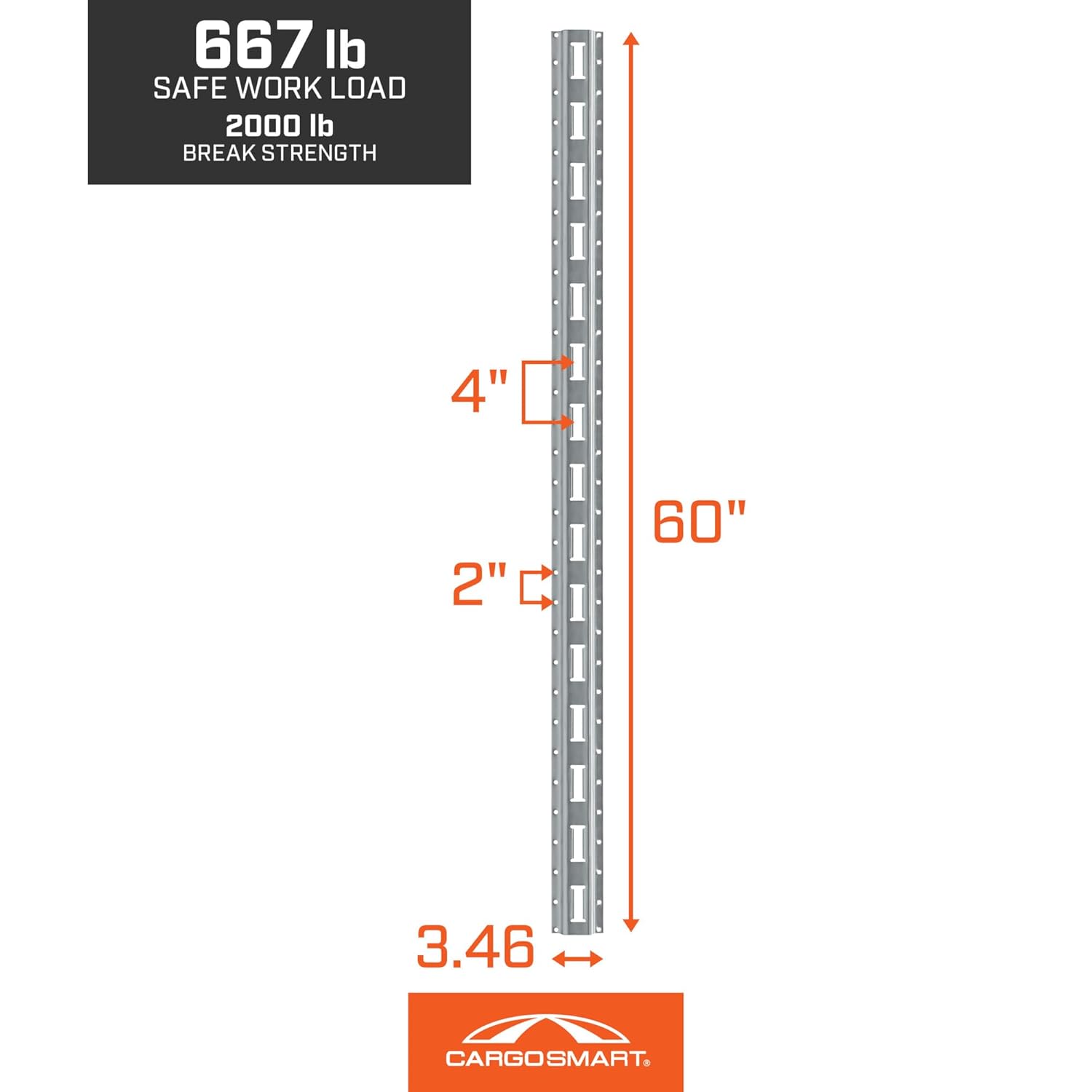 E-Track Vertical Rail, 60" - 1 Pk