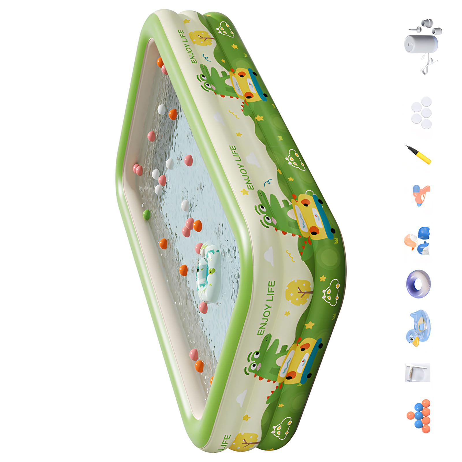 Spacious Family Inflatable Pool 180X130X56cm Sturdy PVC for Backyard Water Activities with Children Permanent PVC Pool