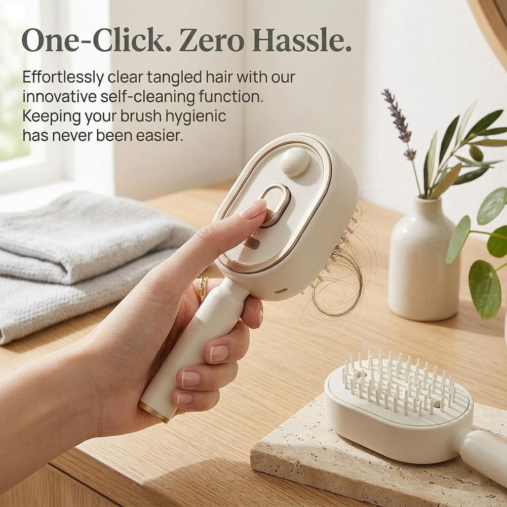 Electric Spray Air Cushion Massage Comb, Electric Hair Brush Women with Water Spray, 3-in-1 Anti-Static Detangling Comb & Air Cushion Massage for Smoothing Styling & Frizz Control (2PCS B)