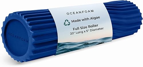 Oceanfoam Tidal Roller - Azul Real - Rodillo de espuma para masaje muscular para dolor de espalda y estiramiento - Textura de onda ancha firme y