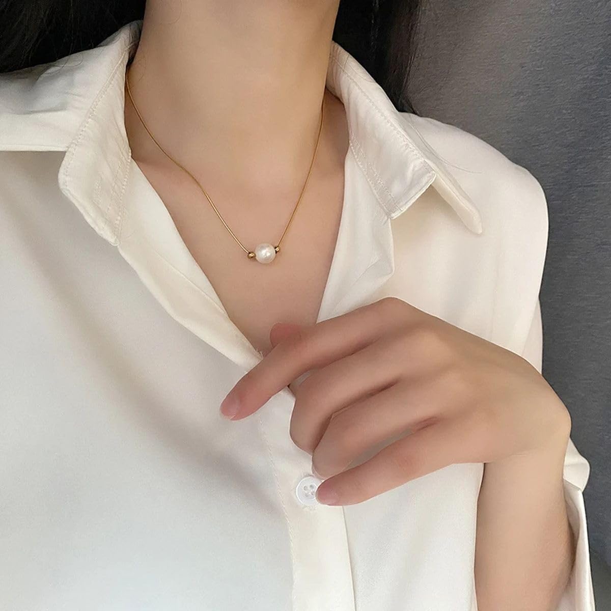 women's 2025 316L Stainless Steel Pearl Necklace For Women Somple Gold Color Clavicle Chain Collar Es Jewelry Fashion Accessories Creative Gift jewlery
