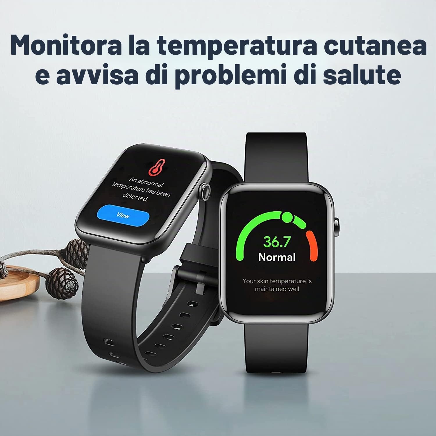 TicWatch GTH Smartwatch Orologio Intelligente, durata della batteria fino a 10 giorni con misurazione della temperatura della pelle,monitoraggio della frequenza ardiaca con ossigeno nel sangue,5ATM