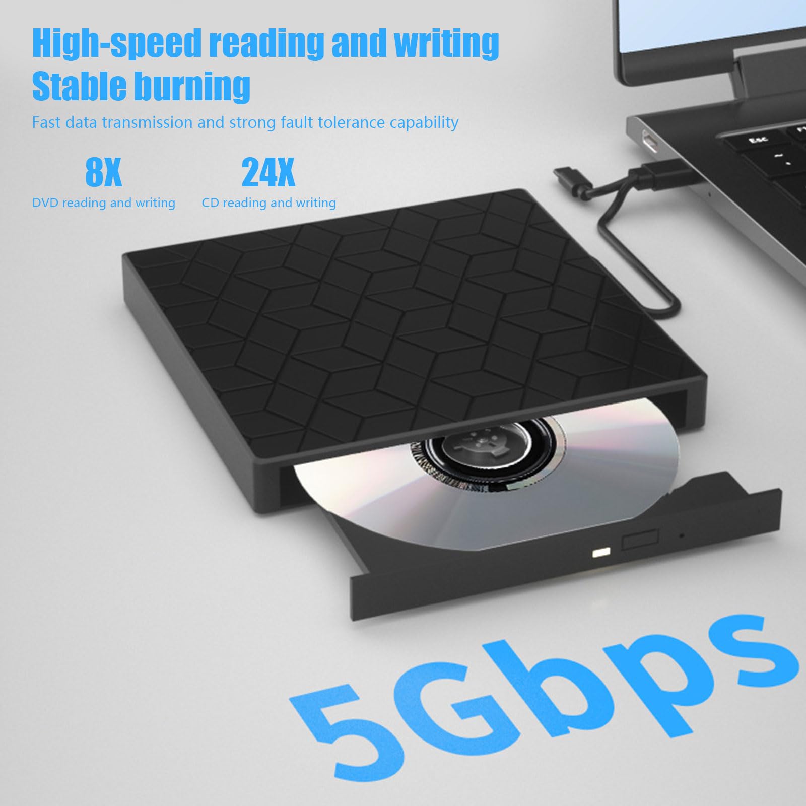 Unità disco esterna multifunzione con lettore di schede e porte USB per computer portatili e desktop, ufficio, lettore domestico