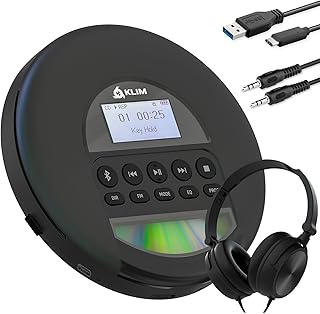 KLIM Nomad Portable CD Player, Built-in Long Life Battery Earphones, CD-R, CD-RW, MP3 Compatible, TF Player, Mini Portable...
