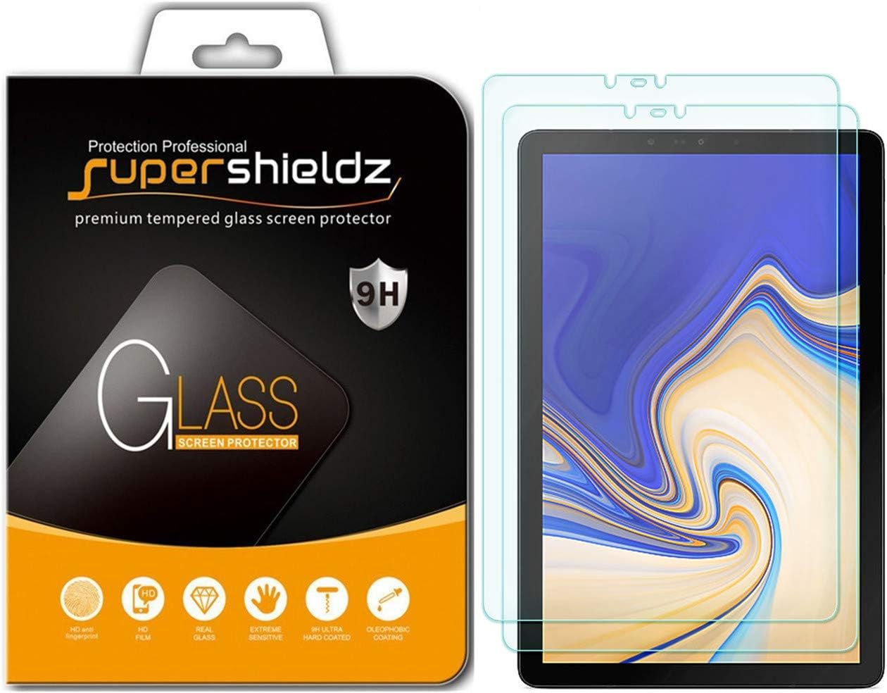 (2 Pack) Supershieldz Designed for Samsung Galaxy Tab S4 (10.5 inch) Screen Protector, (Tempered Glass) 0.33mm, Anti Scratch, Bubble Free