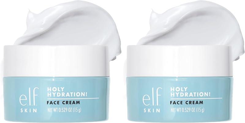 e.l.f. SKIN Mini Holy Hydration! Face Cream, Moisturizer For Nourishing & Plumping Skin, Infused With Hyaluronic Acid, Vegan & Cruelty-Free, 0.529 Oz (Pack of 2)